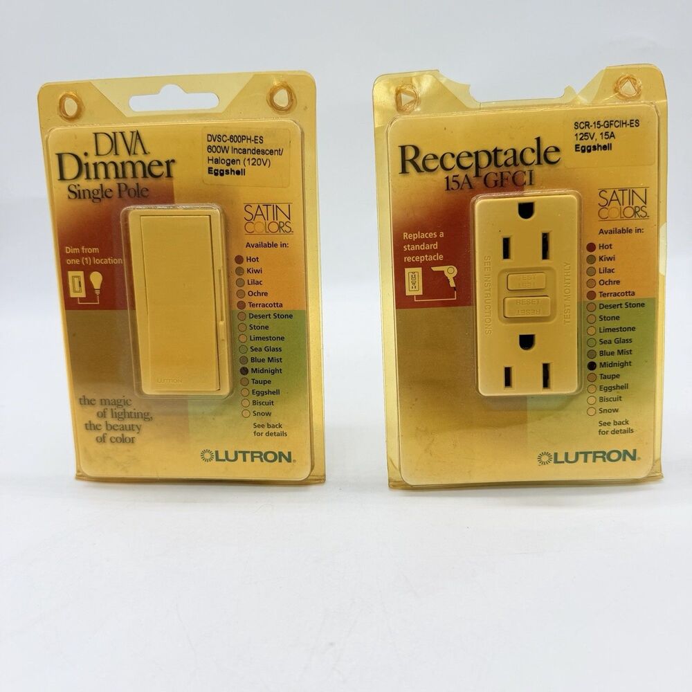 2 Lutron DVSC-600PH-ES Diva 600W Single Pole Slide Dimmer Eggshell NOS